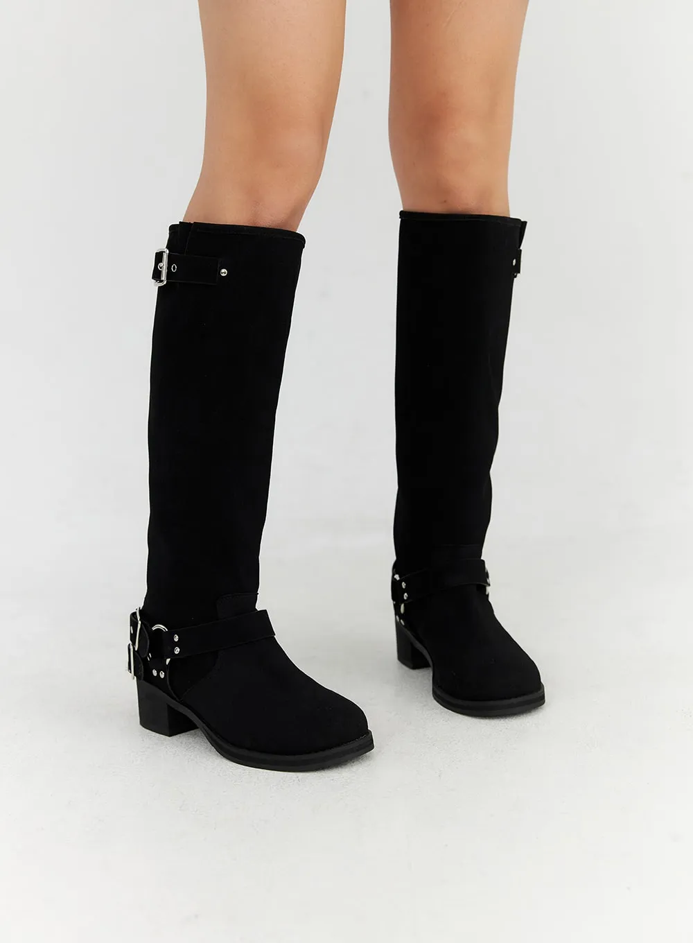 Buckle Faux Leather Boots CN315