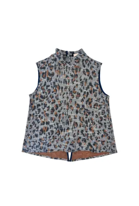 BURU x Val Mod Top Cropped - Navy Cheetah