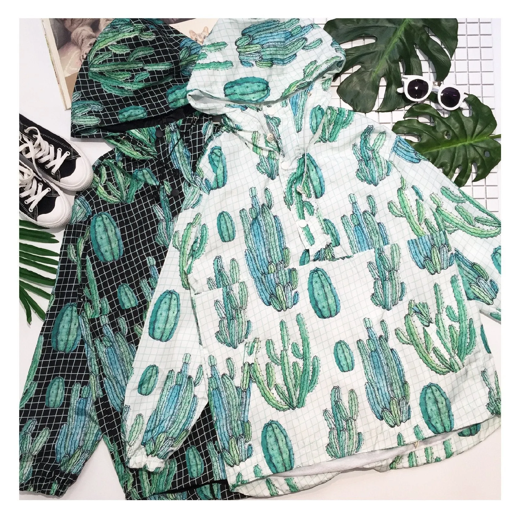 Cactuses Rainy Hooded Coat