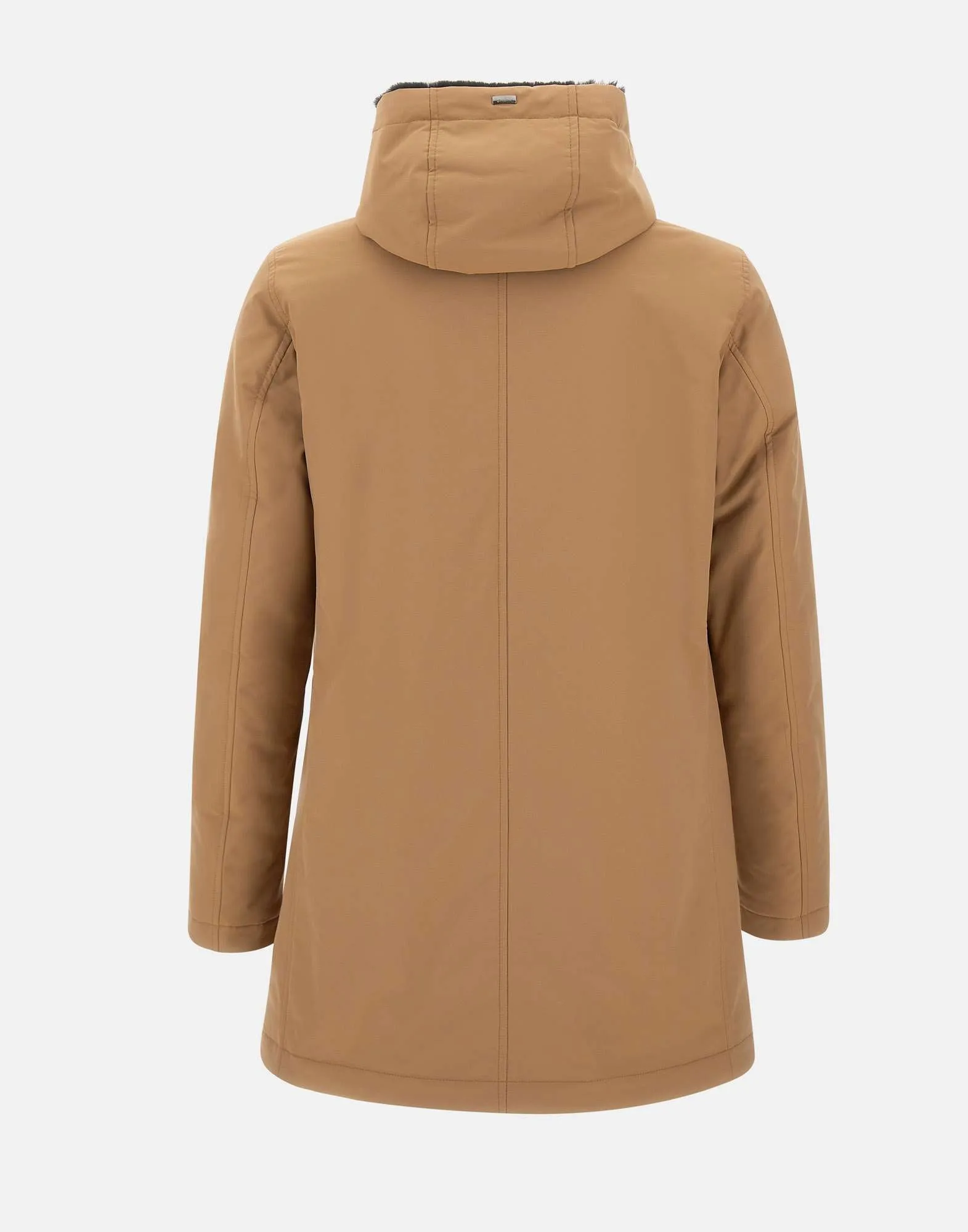 Camel Faux Fur Parka for Men