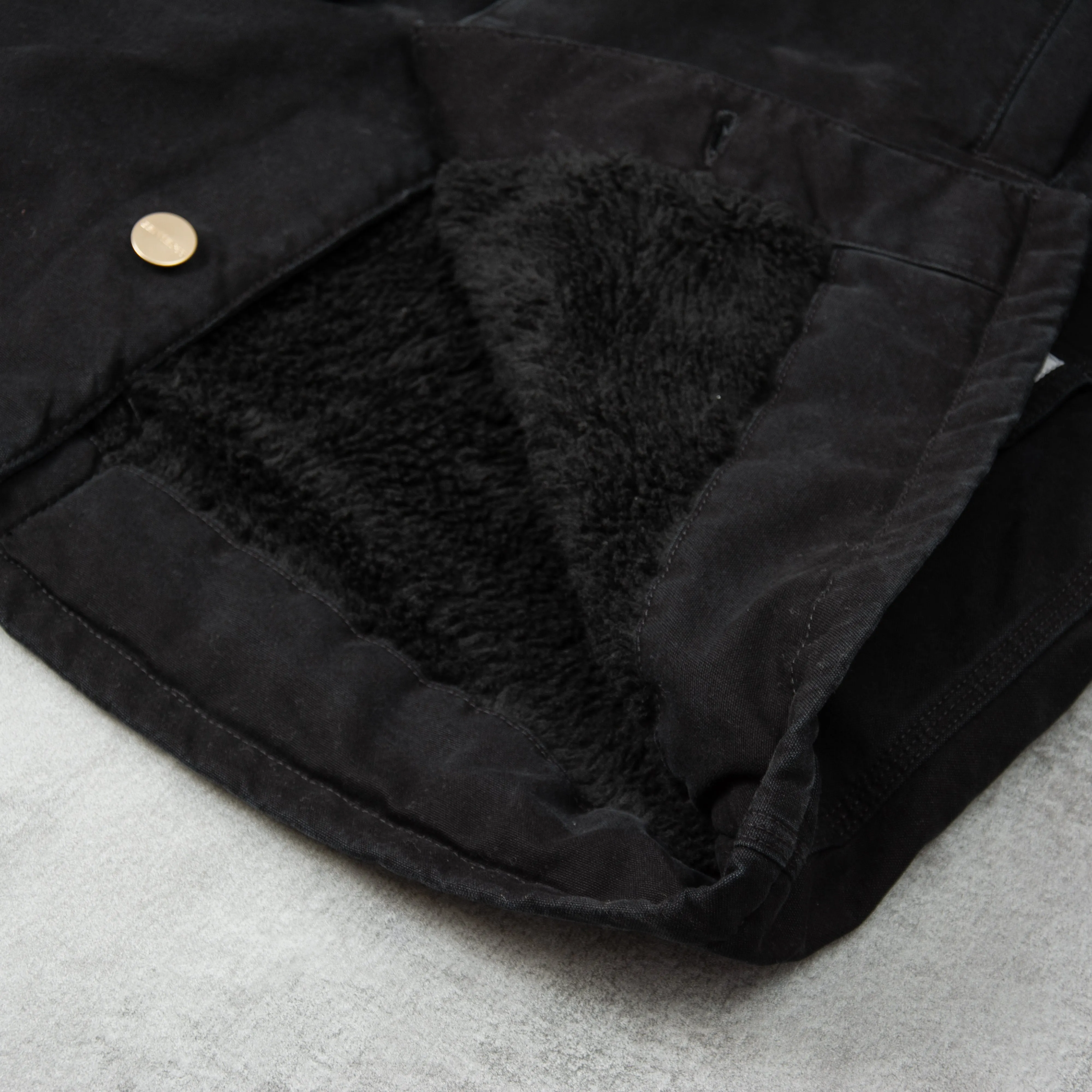 Carhartt WIP Newman Coat - Black Heavy Stone Wash