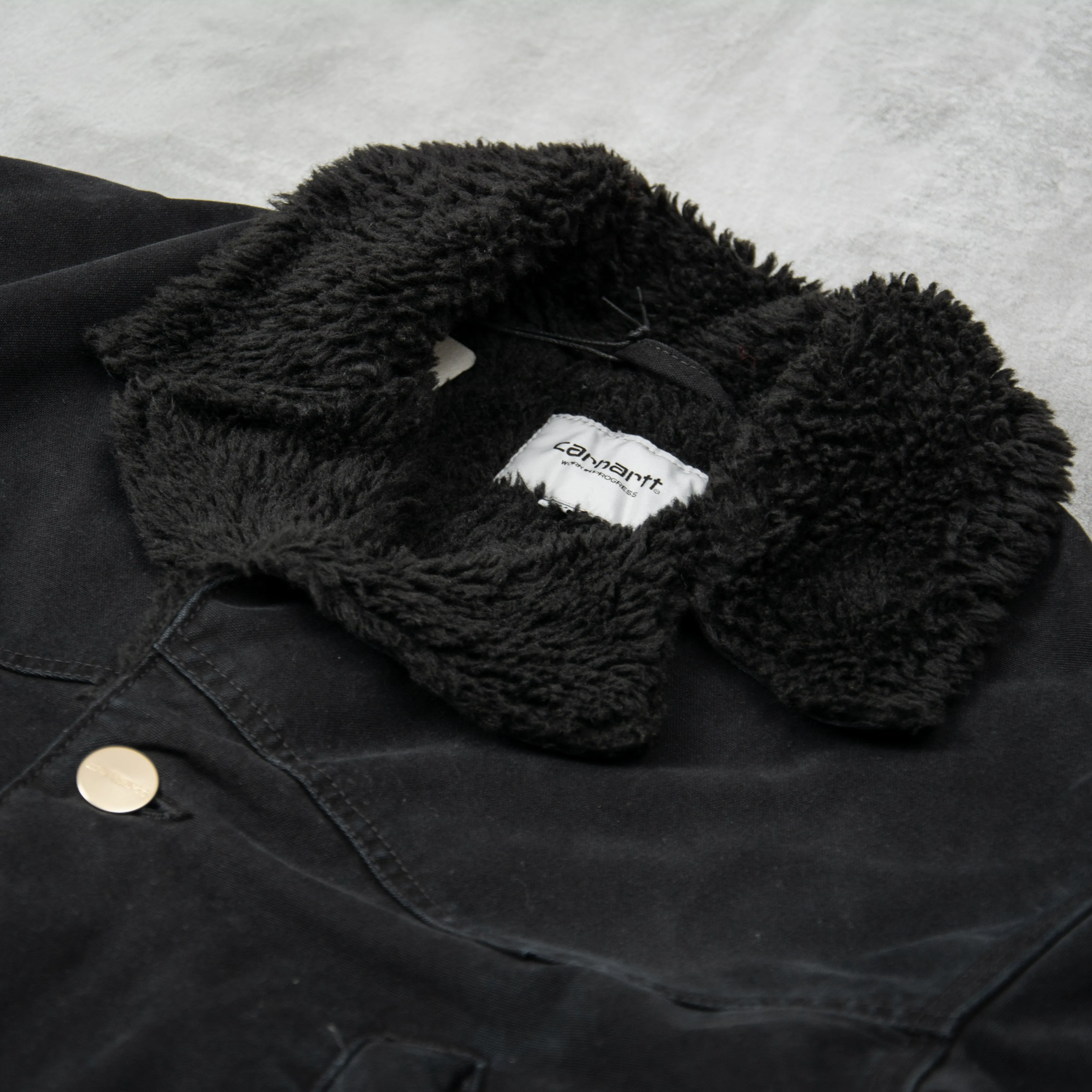 Carhartt WIP Newman Coat - Black Heavy Stone Wash