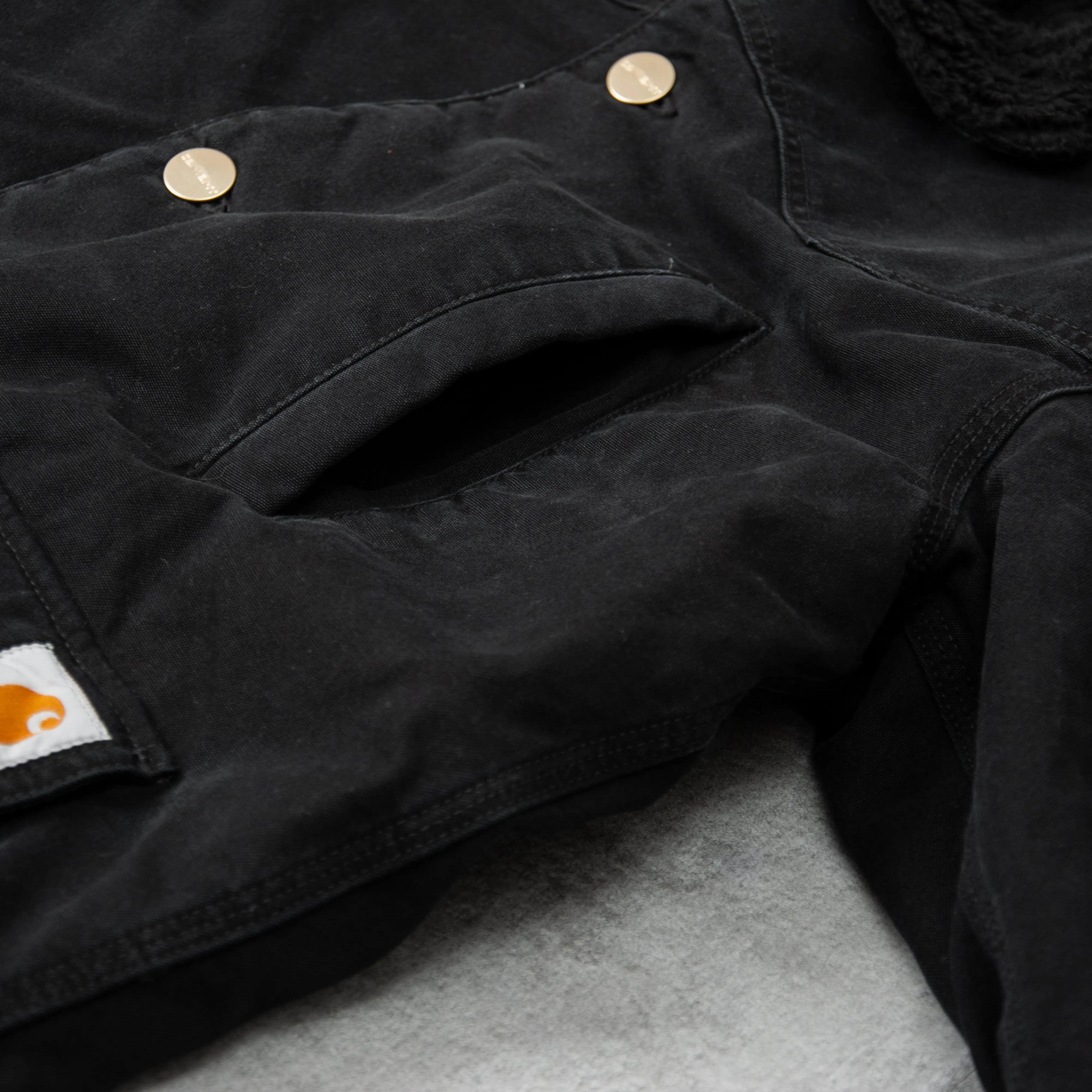 Carhartt WIP Newman Coat - Black Heavy Stone Wash