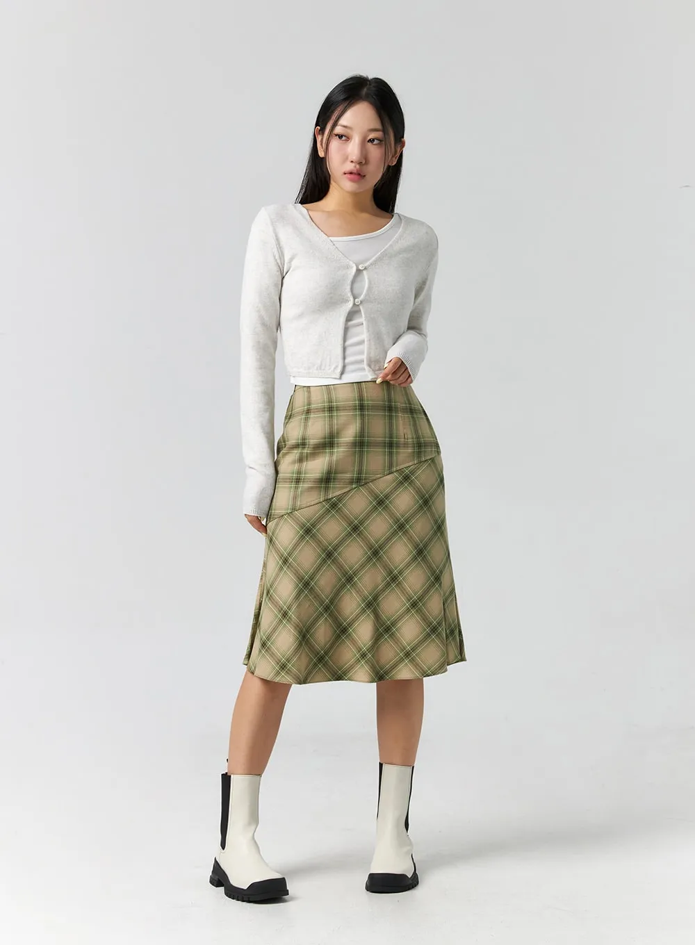 Checkered Midi Skirt CS308