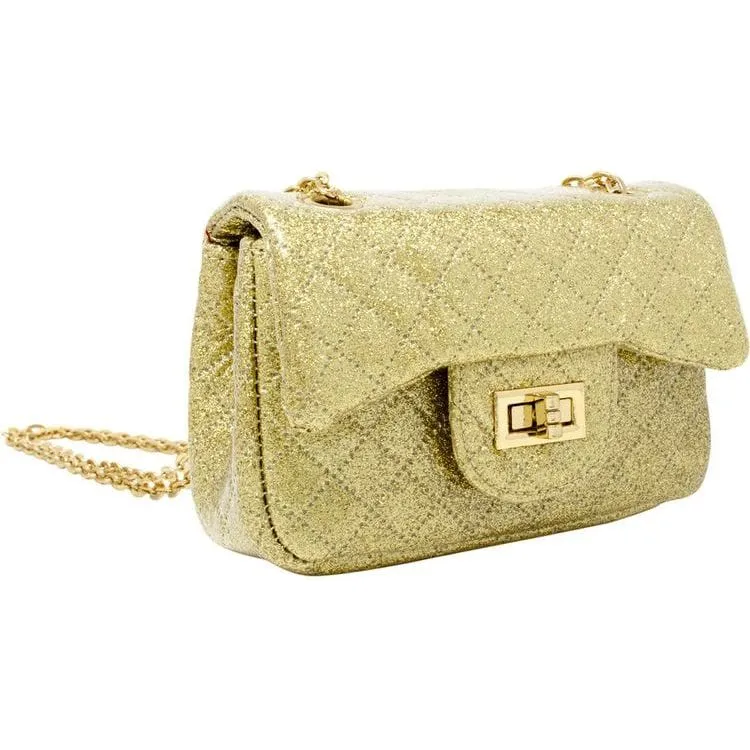 Classic Quilted Sparkle Mini Purse - Gold