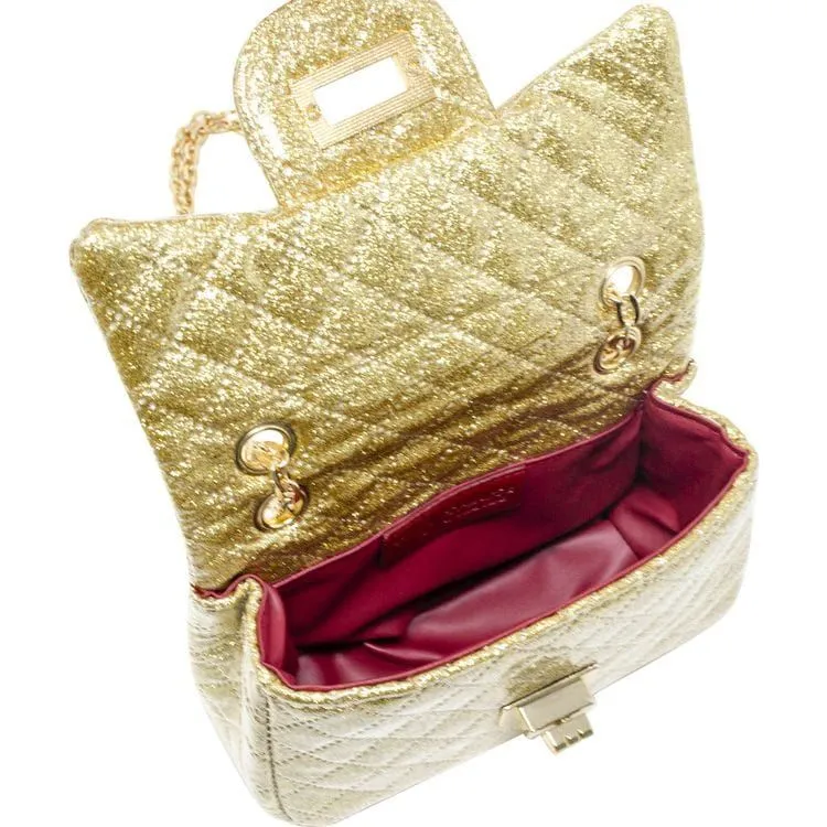 Classic Quilted Sparkle Mini Purse - Gold