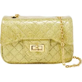 Classic Quilted Sparkle Mini Purse - Gold