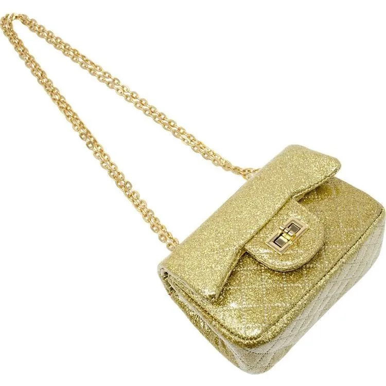 Classic Quilted Sparkle Mini Purse - Gold