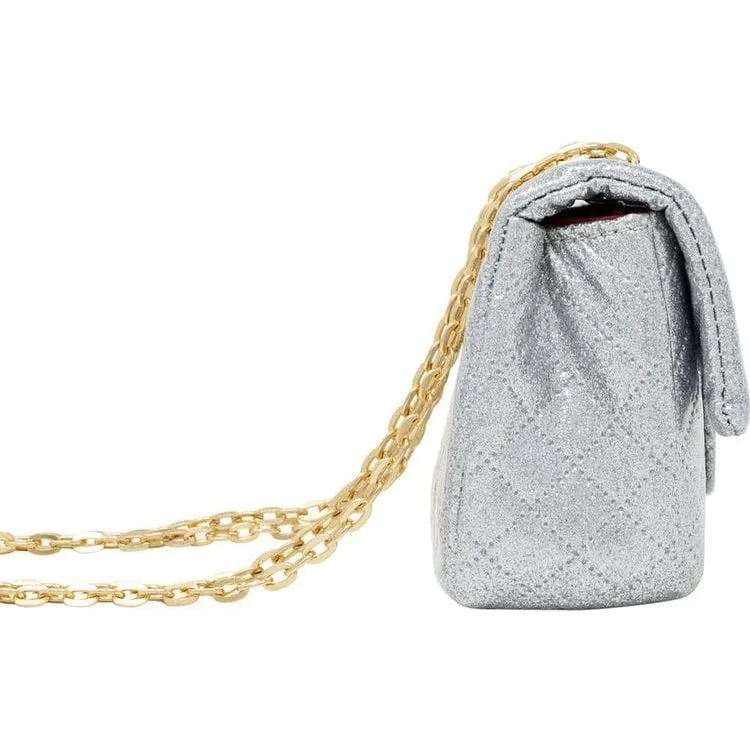 Classic Quilted Sparkle Mini Purse - Silver