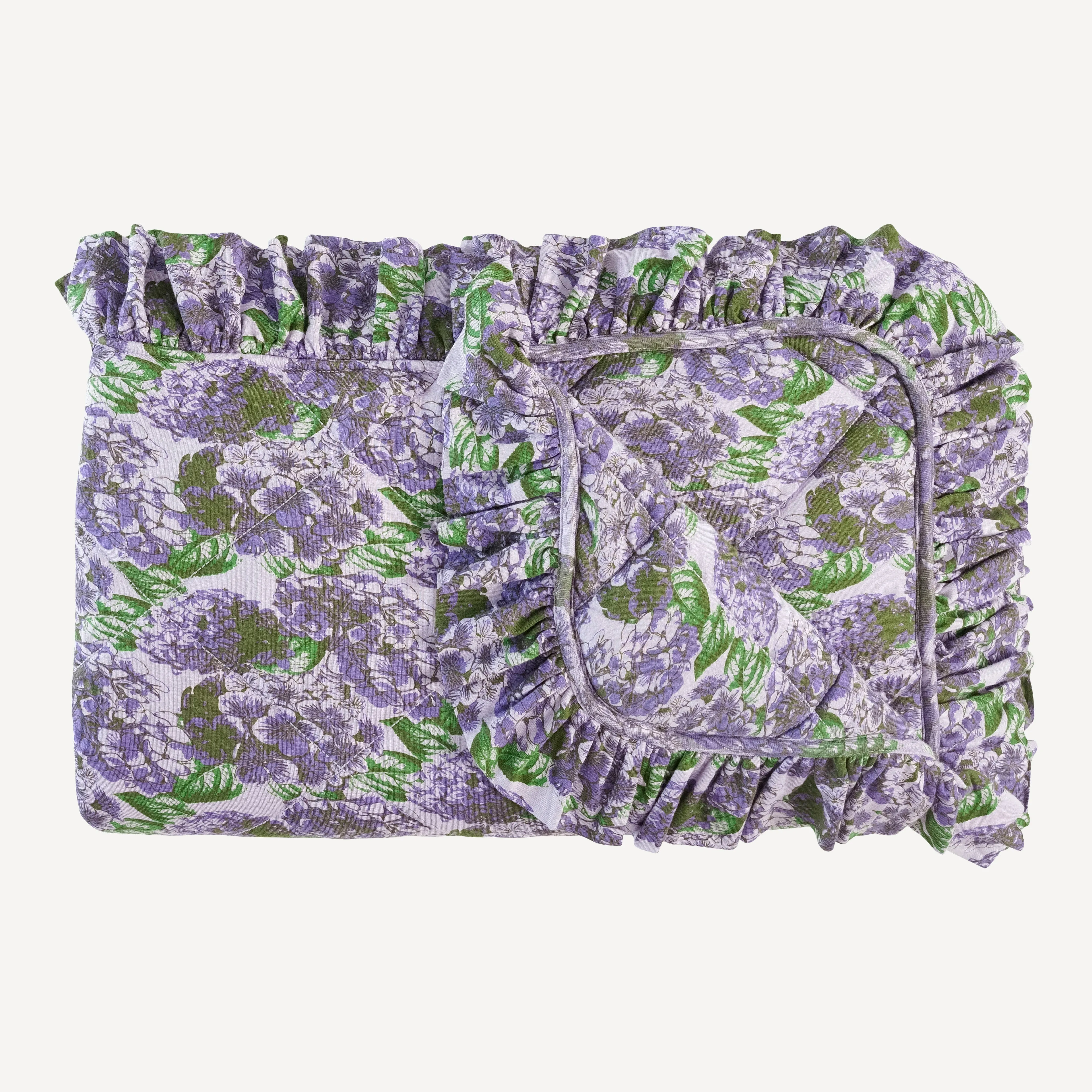 classic ruffle quilt | purple hydrangeas | lenzing modal