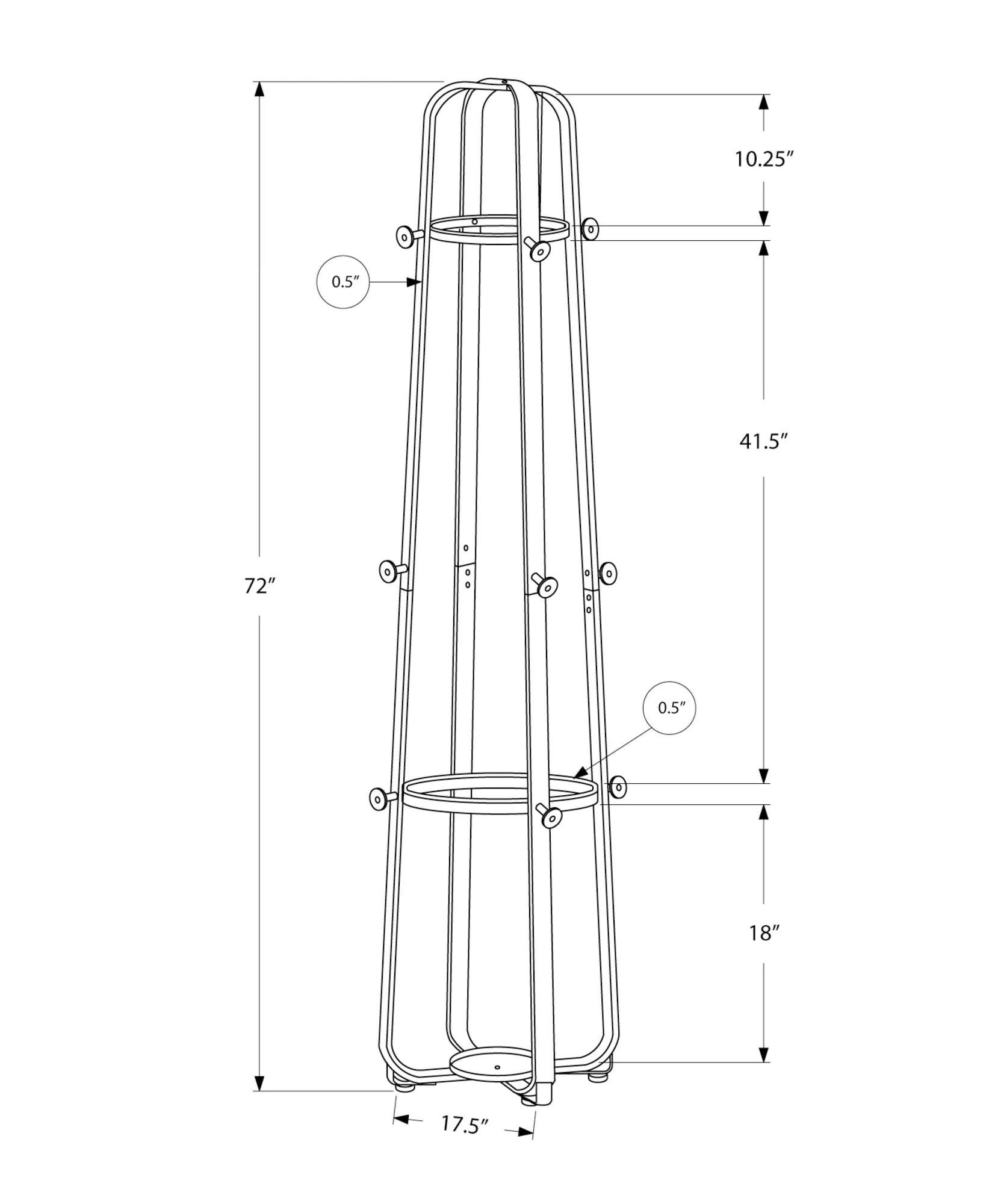 Coat Rack, Hall Tree, Free Standing, 12 Hooks, Entryway, 72"h, Umbrella Holder, Bedroom, Grey Metal, Contemporary, Modern