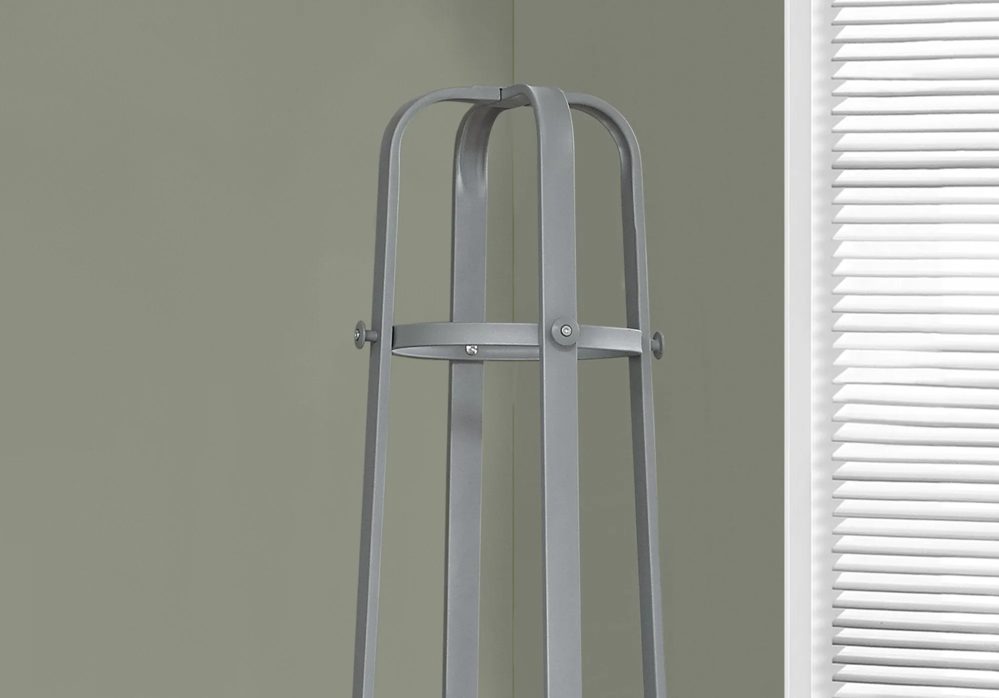 Coat Rack, Hall Tree, Free Standing, 12 Hooks, Entryway, 72"h, Umbrella Holder, Bedroom, Grey Metal, Contemporary, Modern