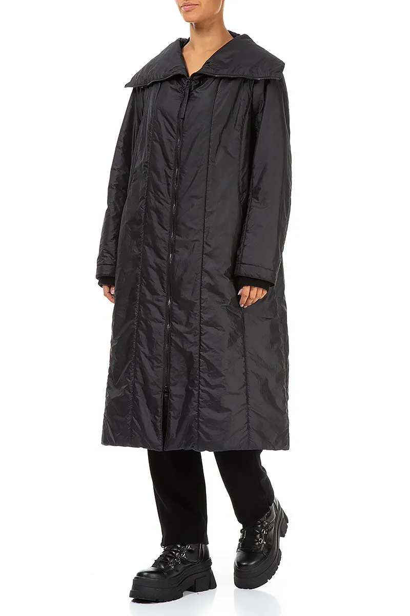 Collar Black Quilted Coat