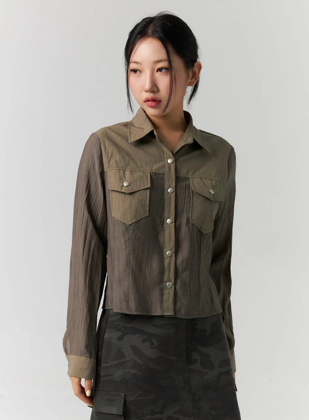 Color Block Button-Down Shirt CS311