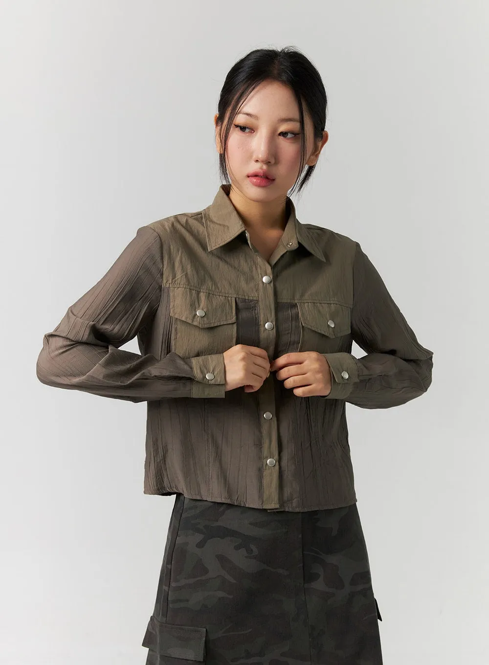 Color Block Button-Down Shirt CS311