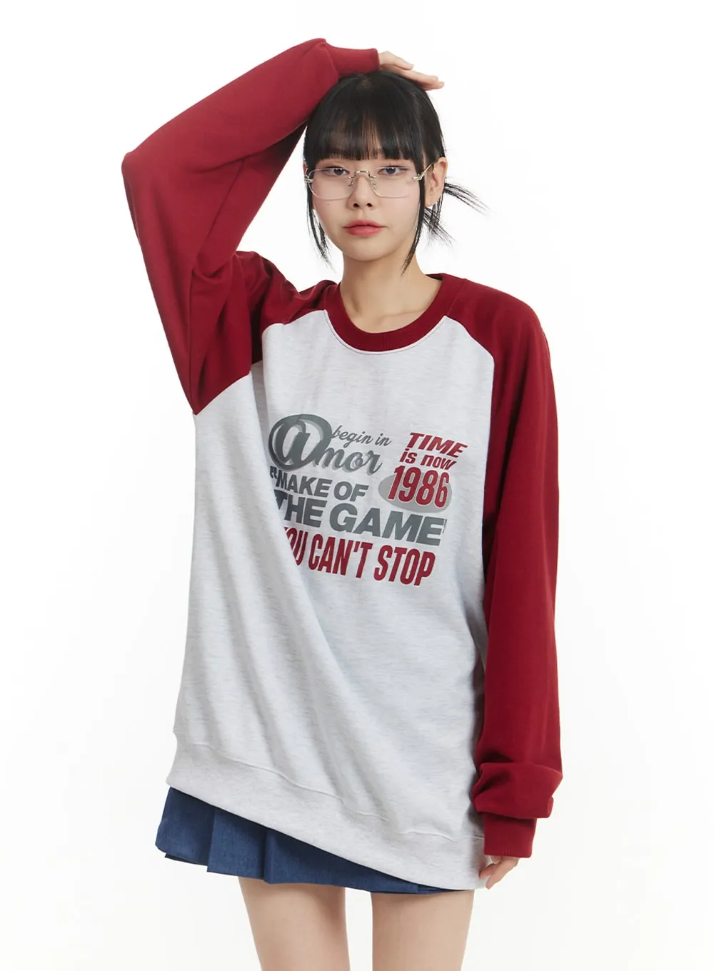 Cozy Graphic Lettering Crew Neck Sweatshirt IM406