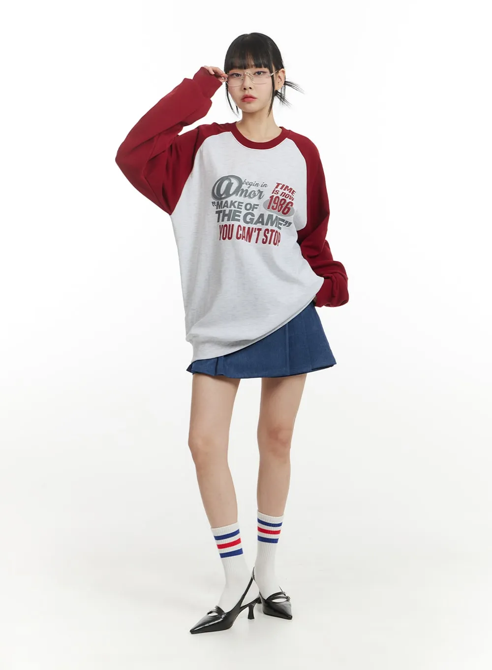 Cozy Graphic Lettering Crew Neck Sweatshirt IM406