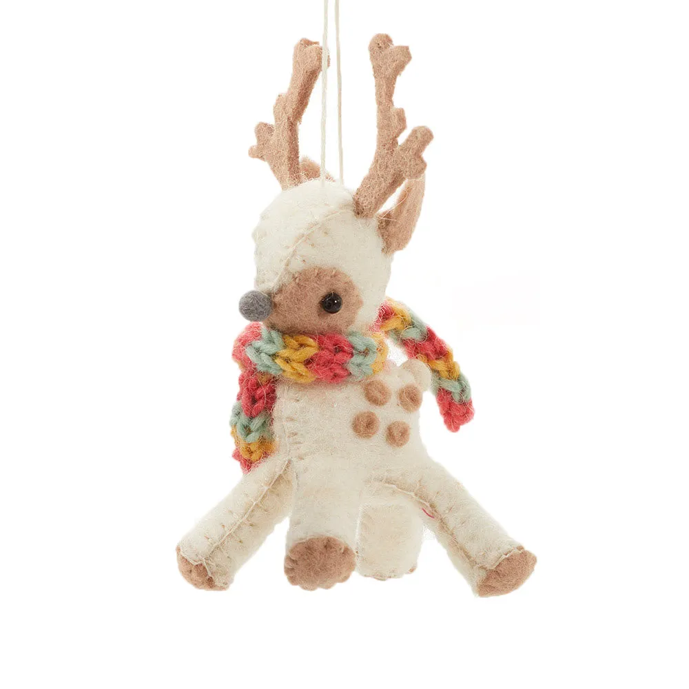 Cream Reindeer Ornament, Nepal