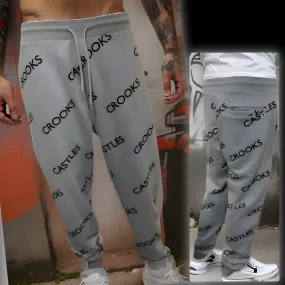 ^CROOKS & CASTLES^ (GREY) ~ALLOVER PRINT~ JOGGER SWEATPANTS