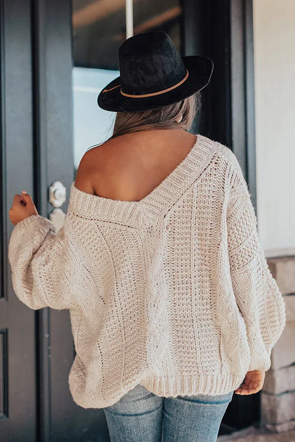 Definitely Adorable Cable Knit Sweater In Stone