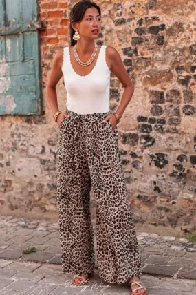 Desert Palm Leopard Wide Leg Pants