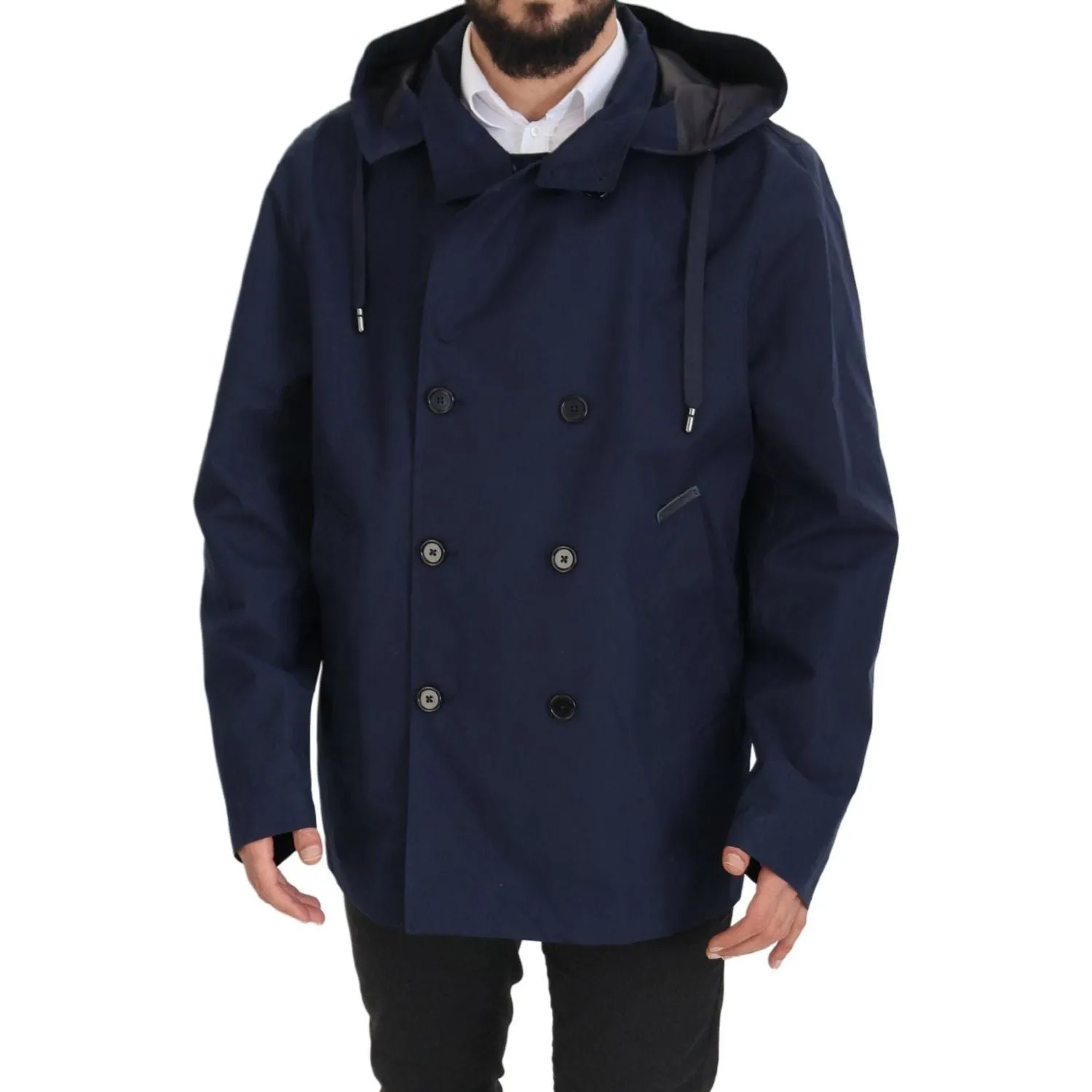 Dolce & Gabbana Elegant Double-Breasted Blue Parka Jacket