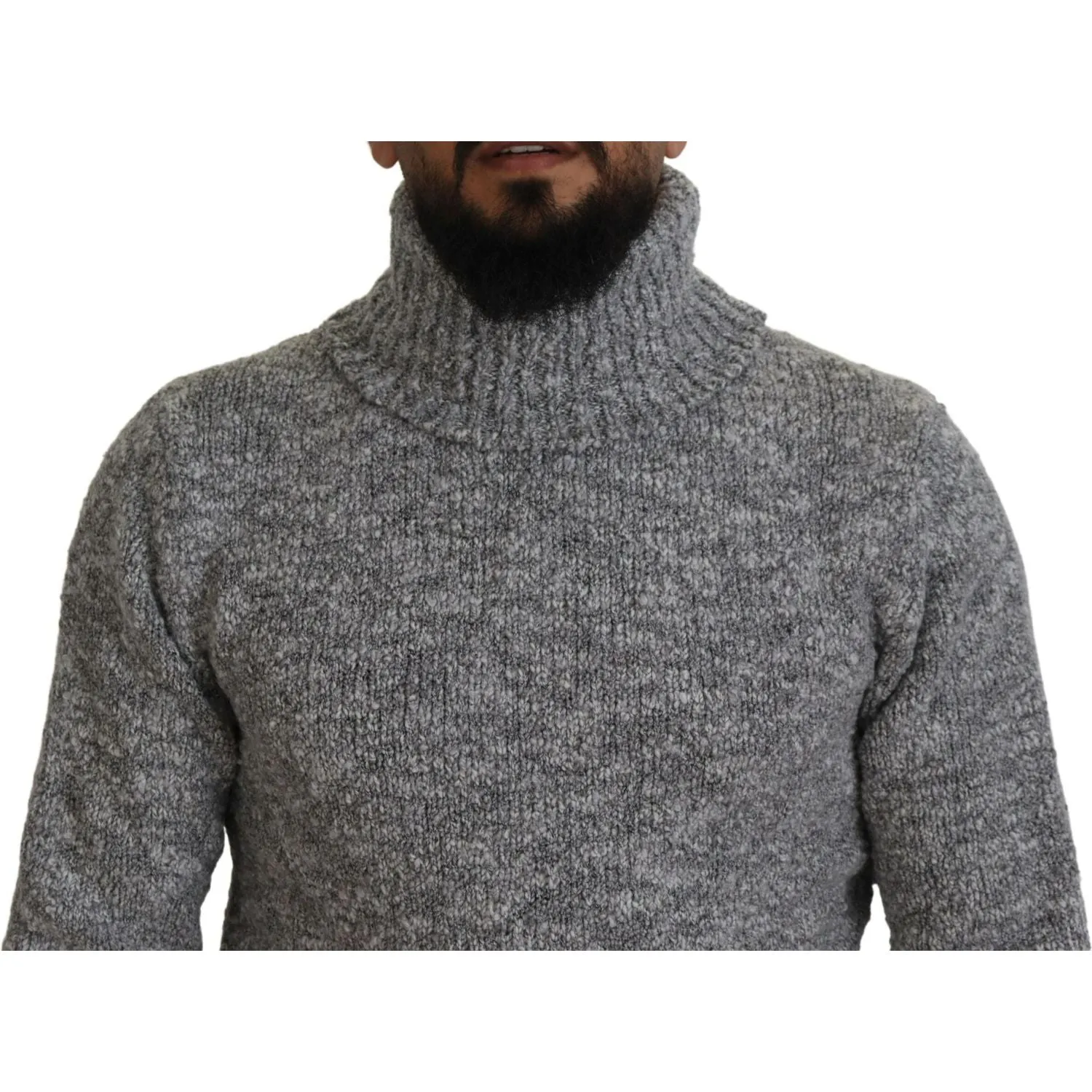 Dolce & Gabbana Elegant Gray Wool-Blend Turtleneck Sweater