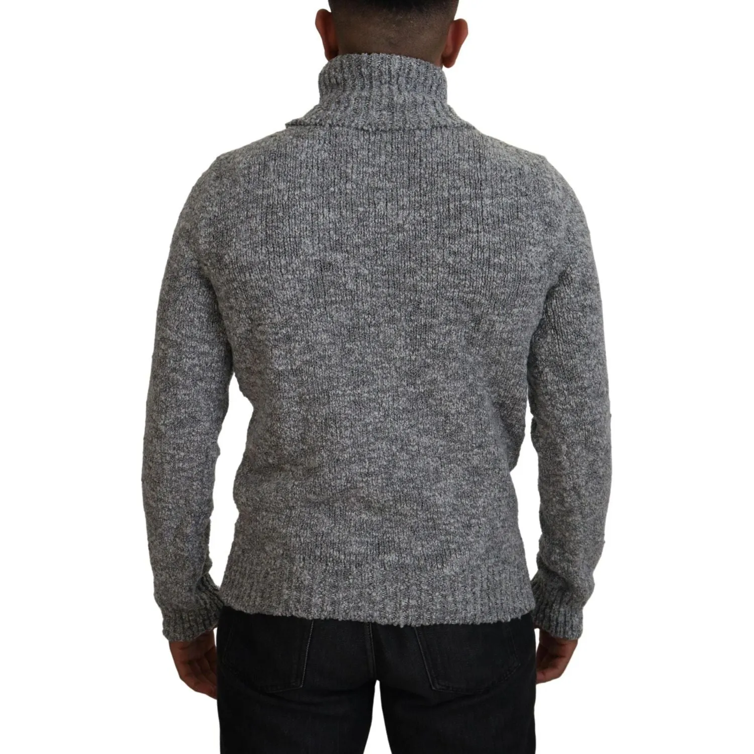 Dolce & Gabbana Elegant Gray Wool-Blend Turtleneck Sweater