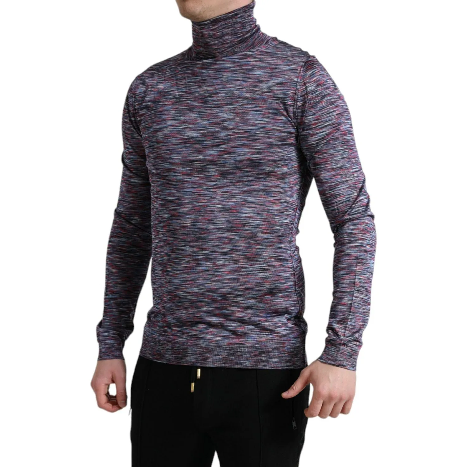 Dolce & Gabbana Elegant Turtleneck Pullover Sweater in Blue Purple