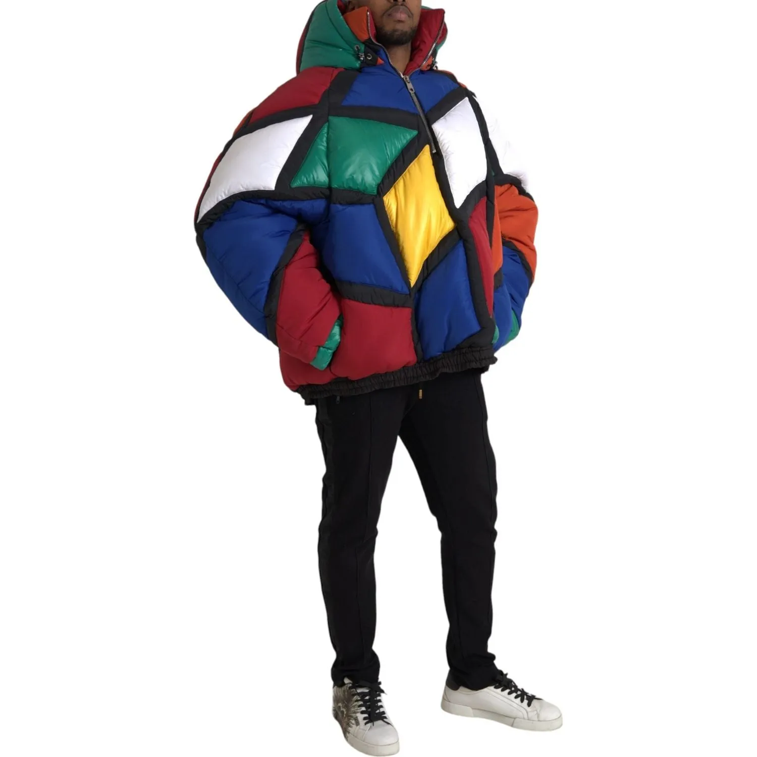 Dolce & Gabbana Multicolor Quilted Hooded Puffer Jacket