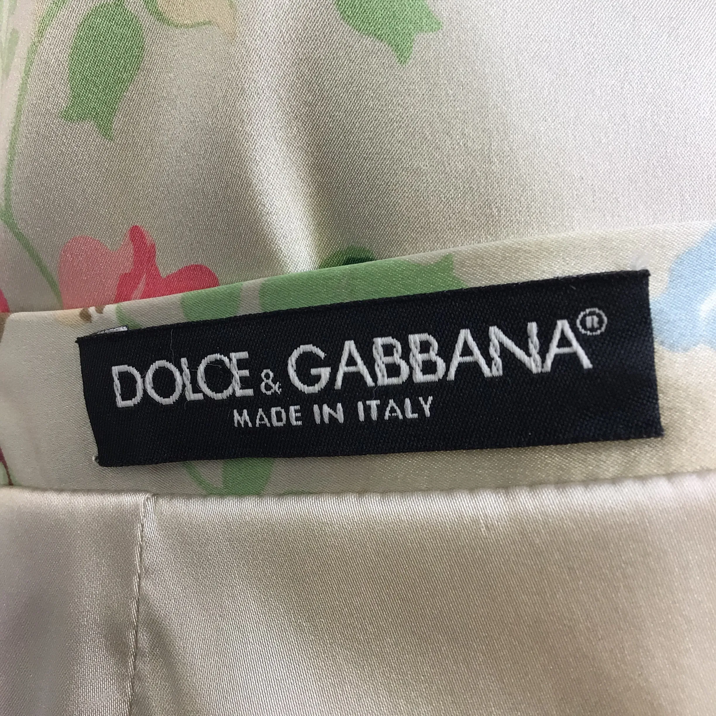 Dolce & Gabbana Multicolored Floral Printed Silk Pencil Skirt