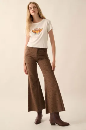 Dynamite Daisy Floral Twill Cropped Flare Pants