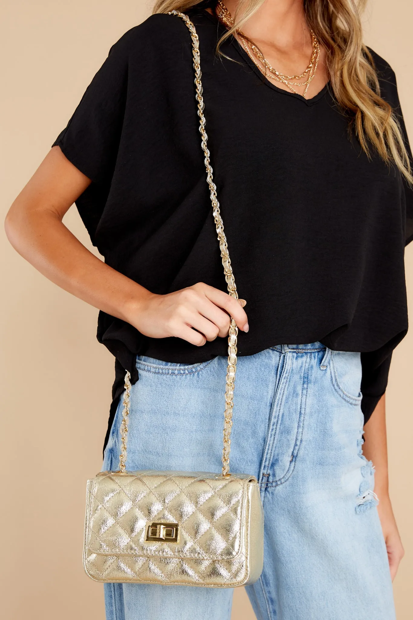 Easy Street Gold Leather Bag