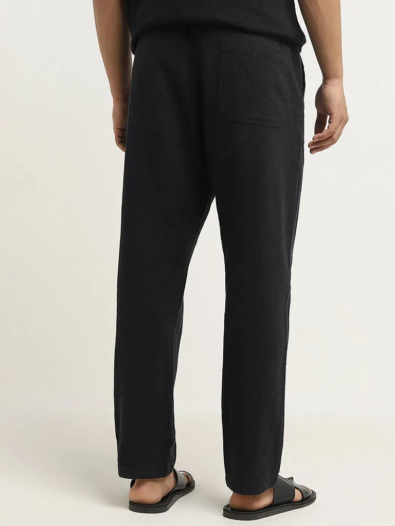 ETA Black Relaxed-Fit Mid-Rise Cotton Blend Chinos