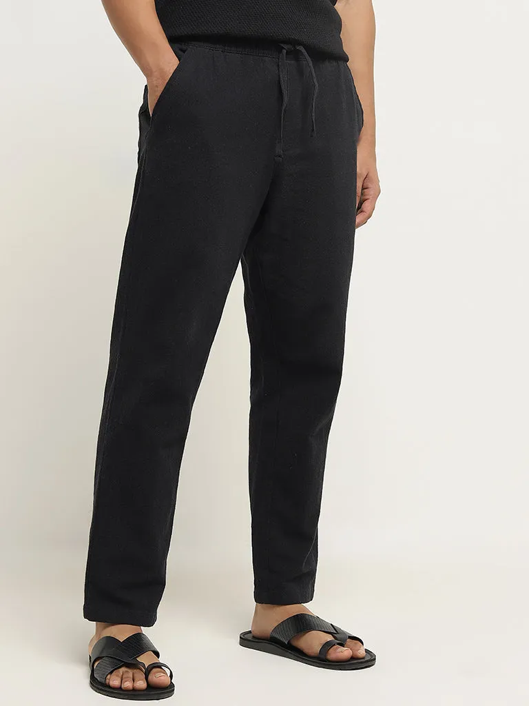 ETA Black Relaxed-Fit Mid-Rise Cotton Blend Chinos