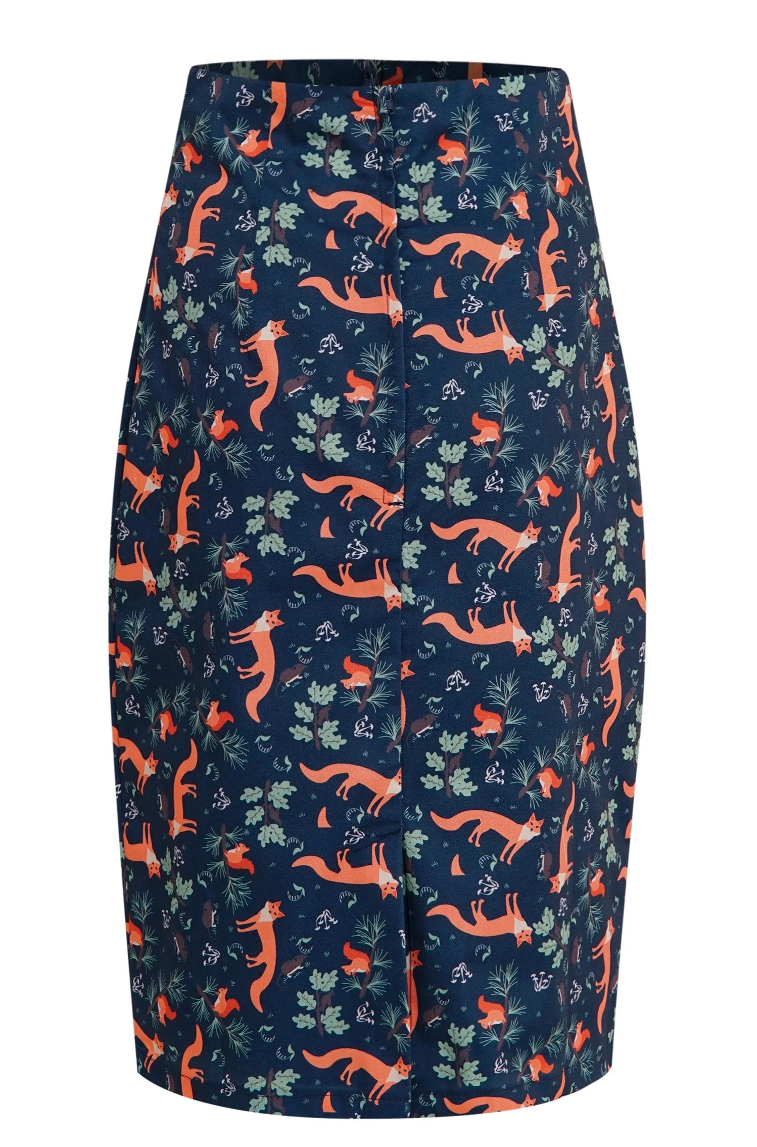 Falda Chic Black Pencil Skirt In Fox Print