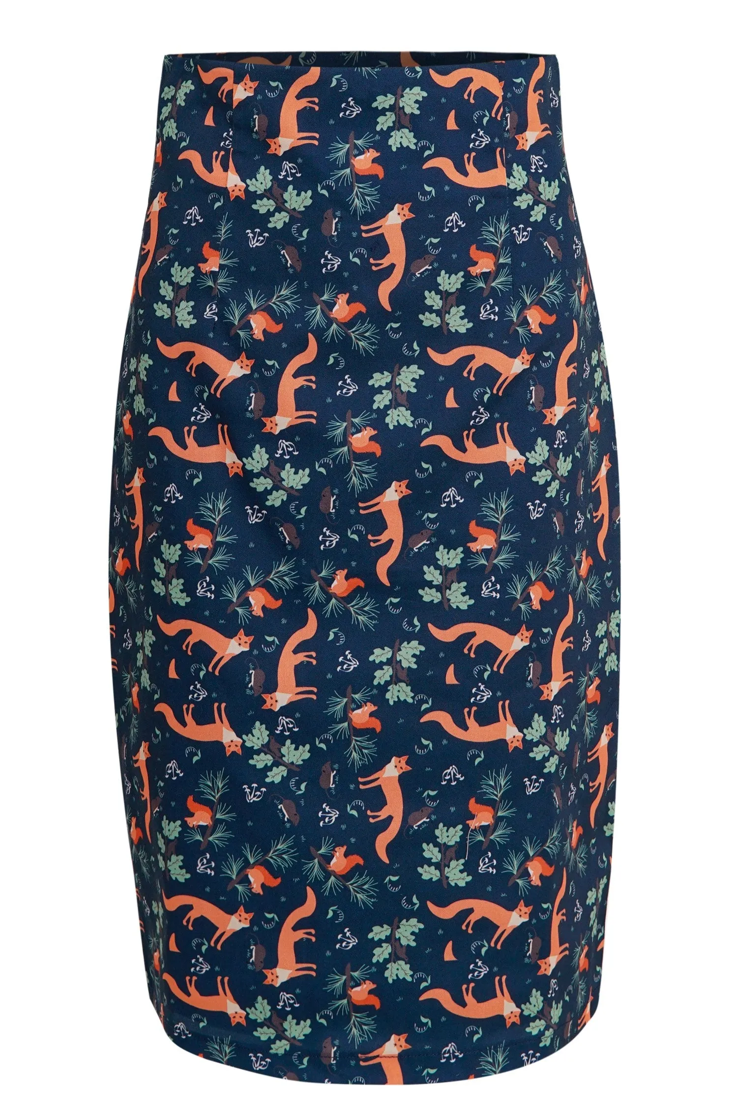 Falda Chic Black Pencil Skirt In Fox Print