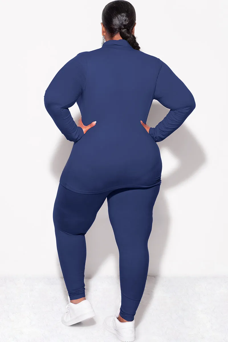 Final Sale Plus Size 2pc Set Turtleneck & Legging in Navy