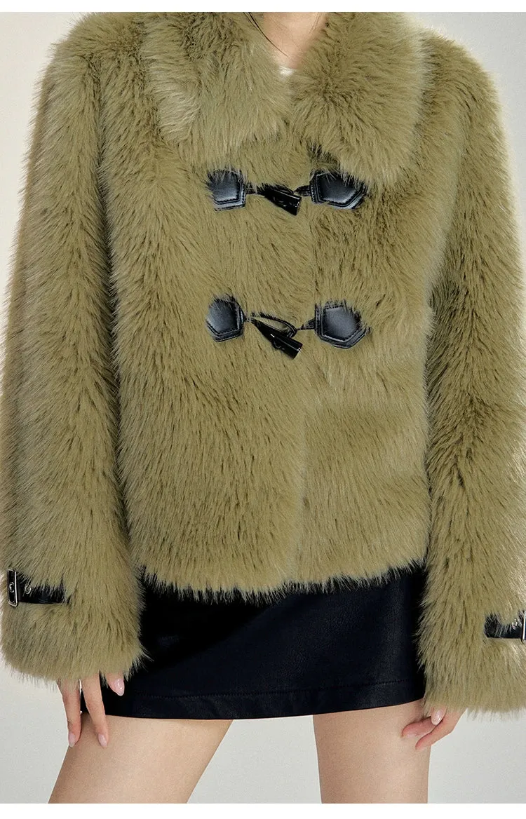 (Final Sale) Vintage Faux Fur Toggle Coat