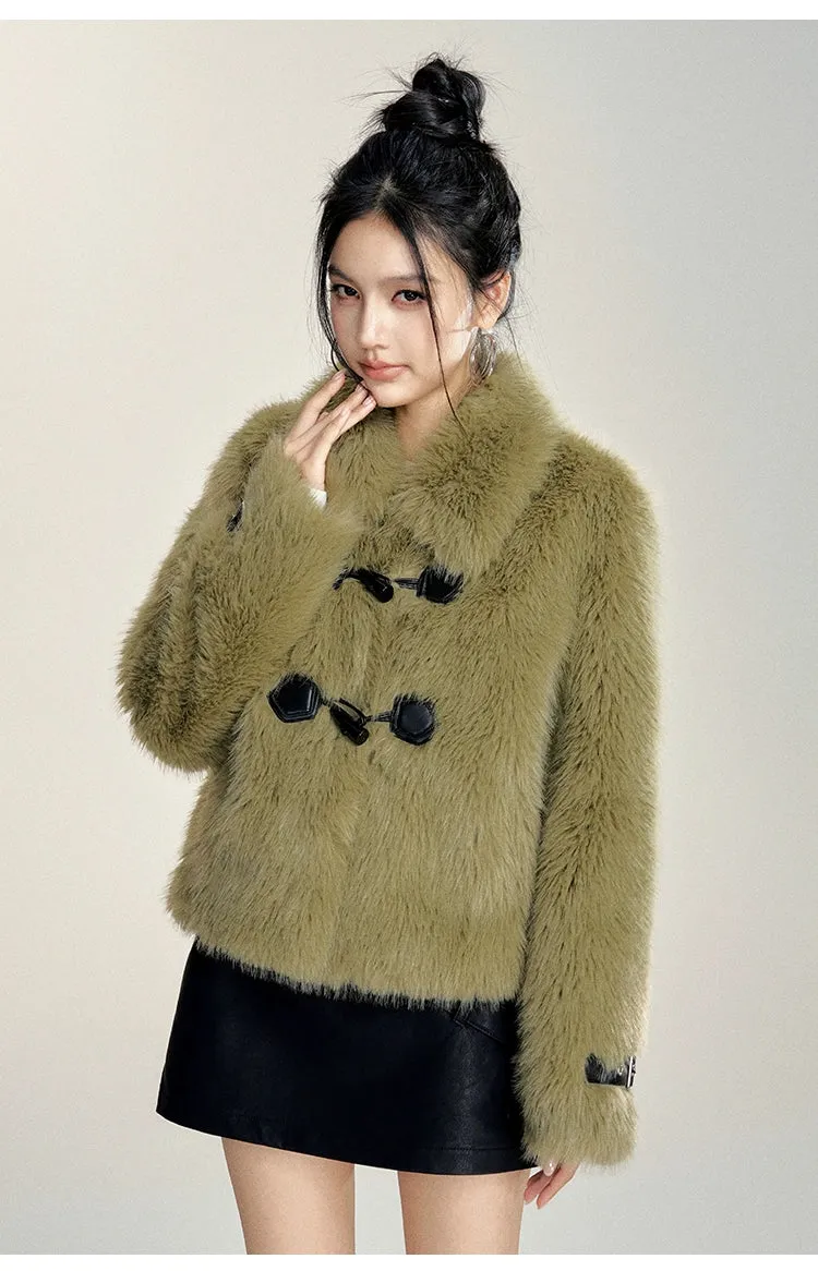 (Final Sale) Vintage Faux Fur Toggle Coat