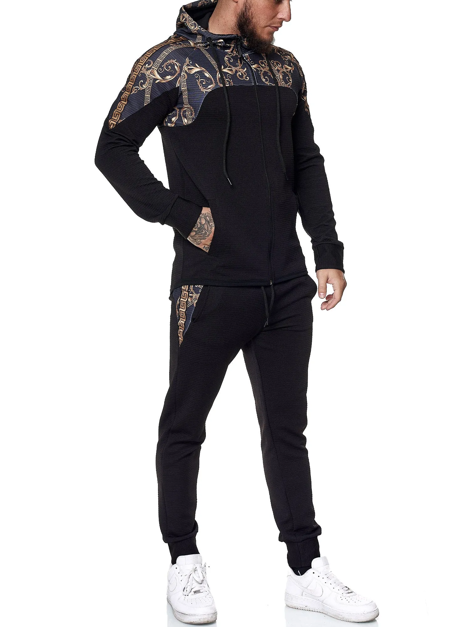 Flaki Hoodie TrackSuit - Black X68A