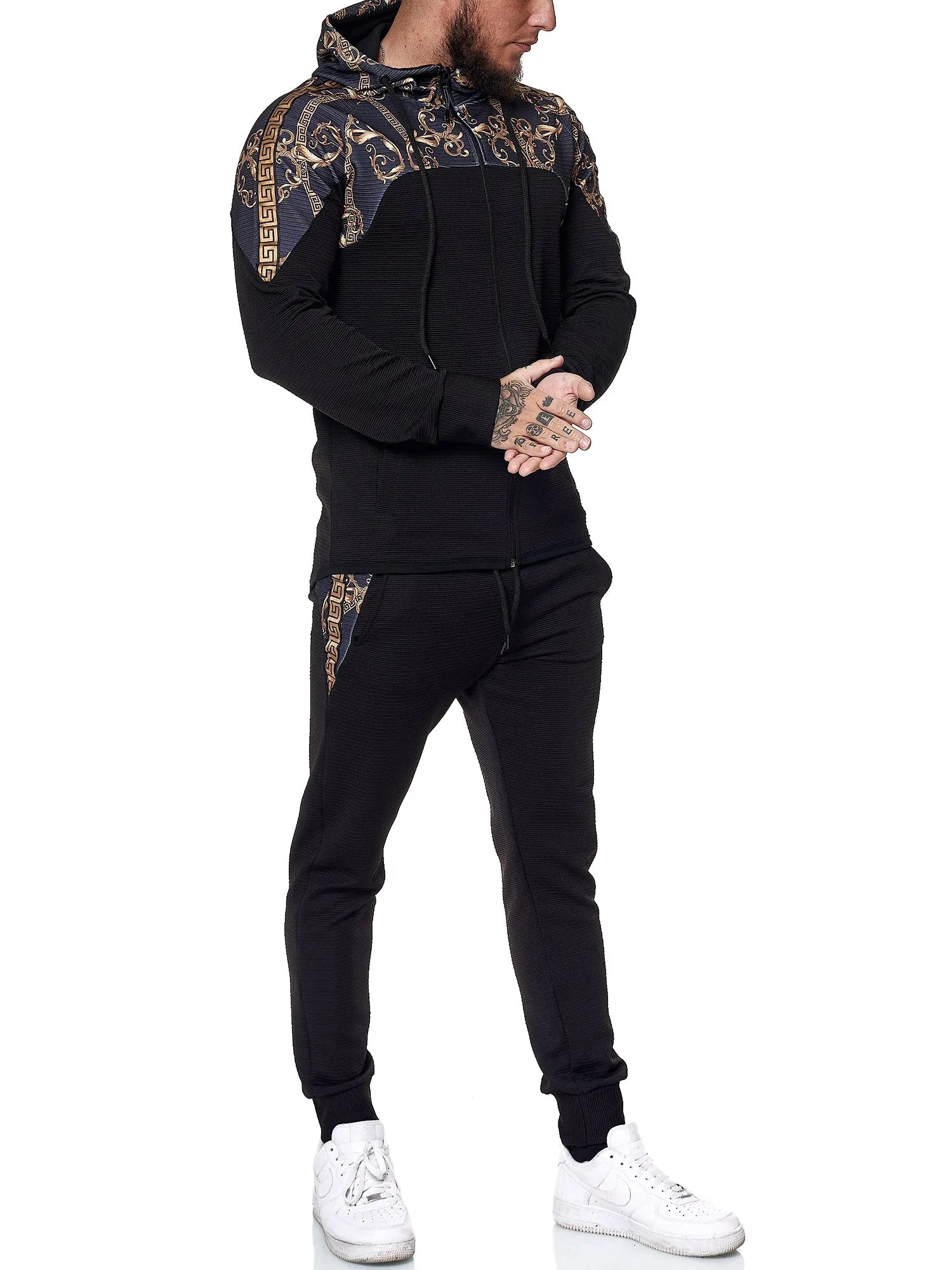 Flaki Hoodie TrackSuit - Black X68A