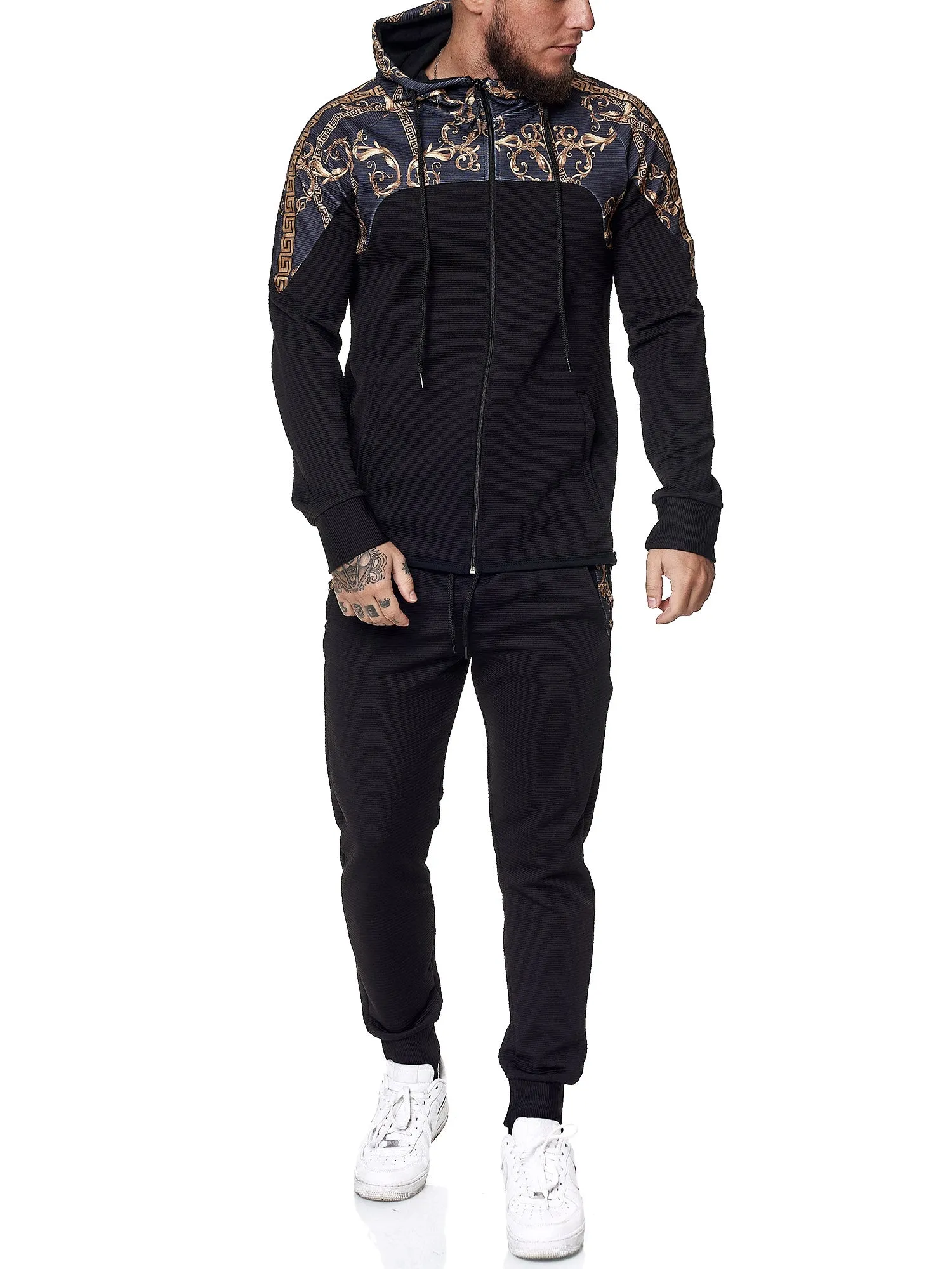 Flaki Hoodie TrackSuit - Black X68A