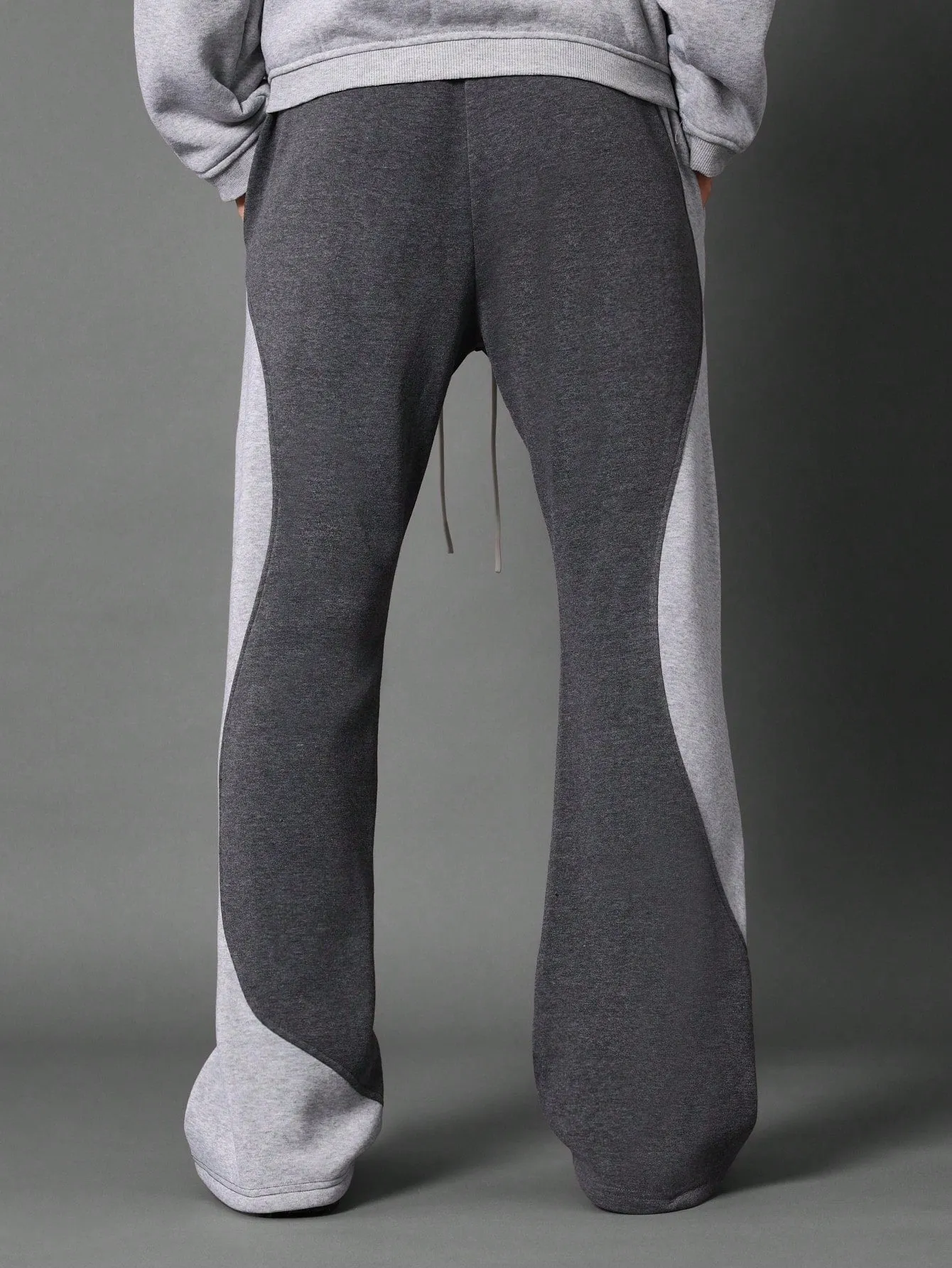 Flare Fit Colour Block Curve Panel Sweatpants With Small Graphic Print