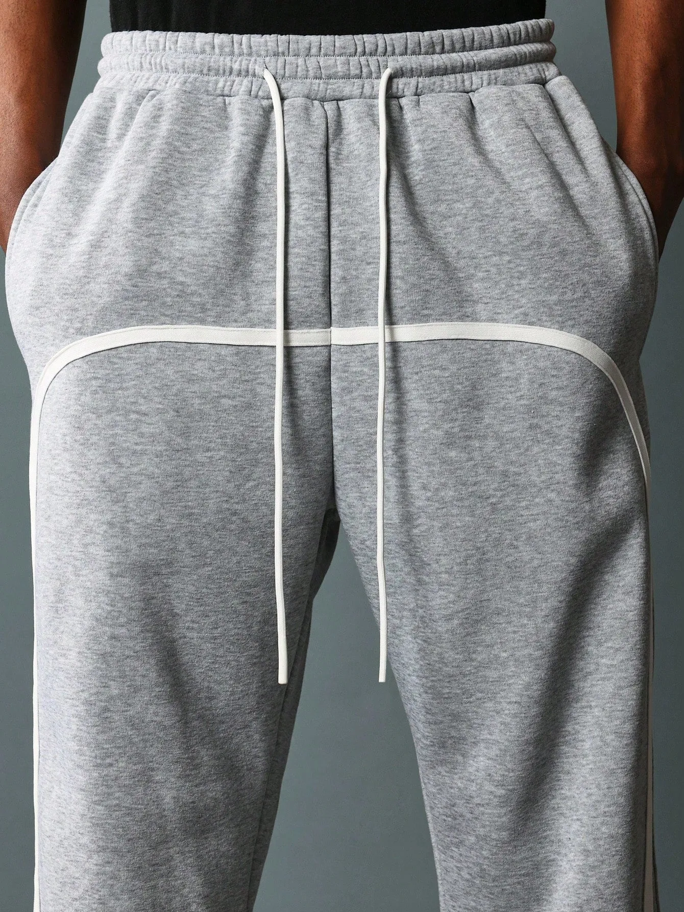 Flare Fit Sweatpants With Tape Detail & Drawstrings