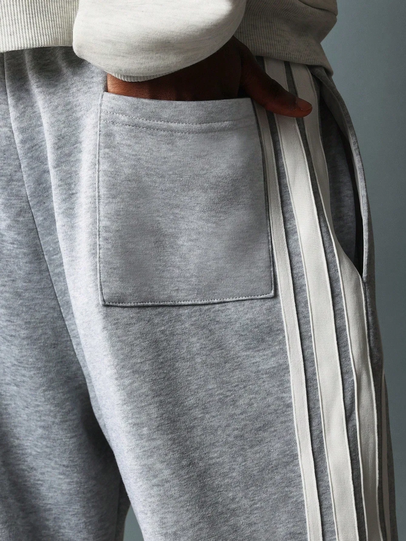 Flare Fit Sweatpants With Tape Detail & Drawstrings