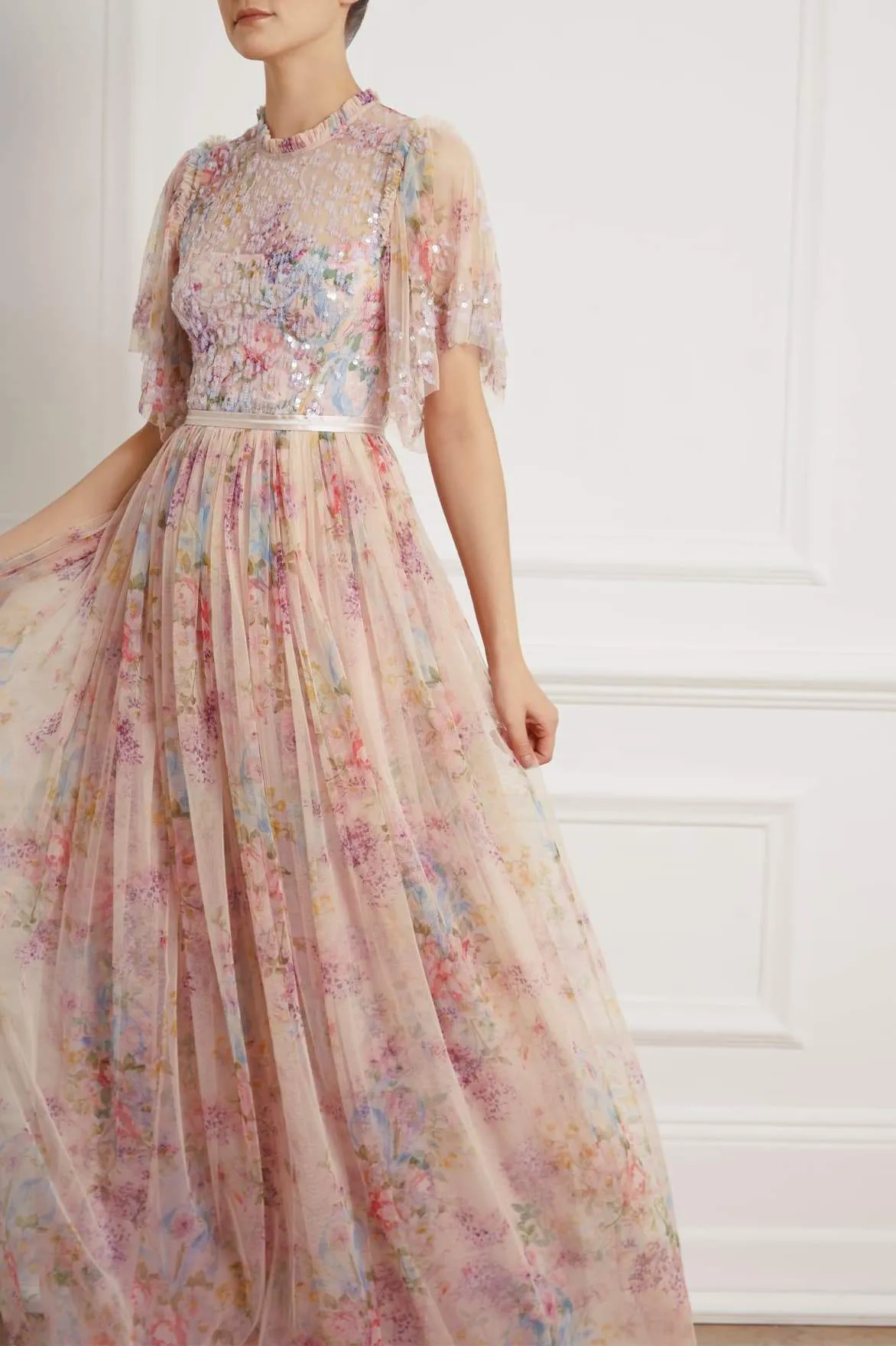 Floral Diamond Bodice Maxi Dress