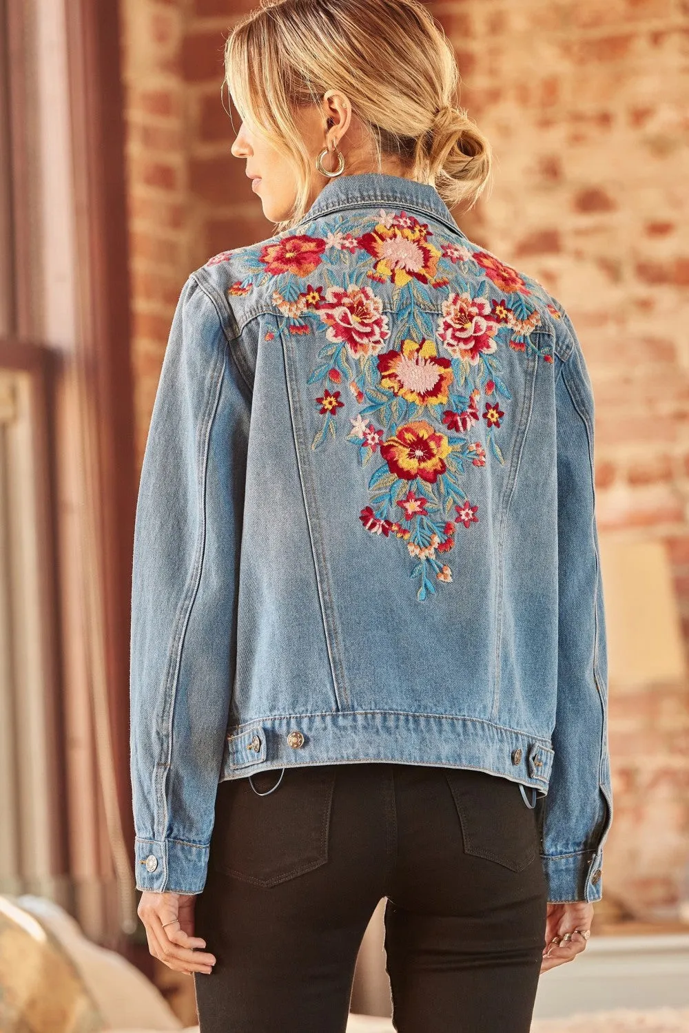 Floral Embroidered Denim Jacket