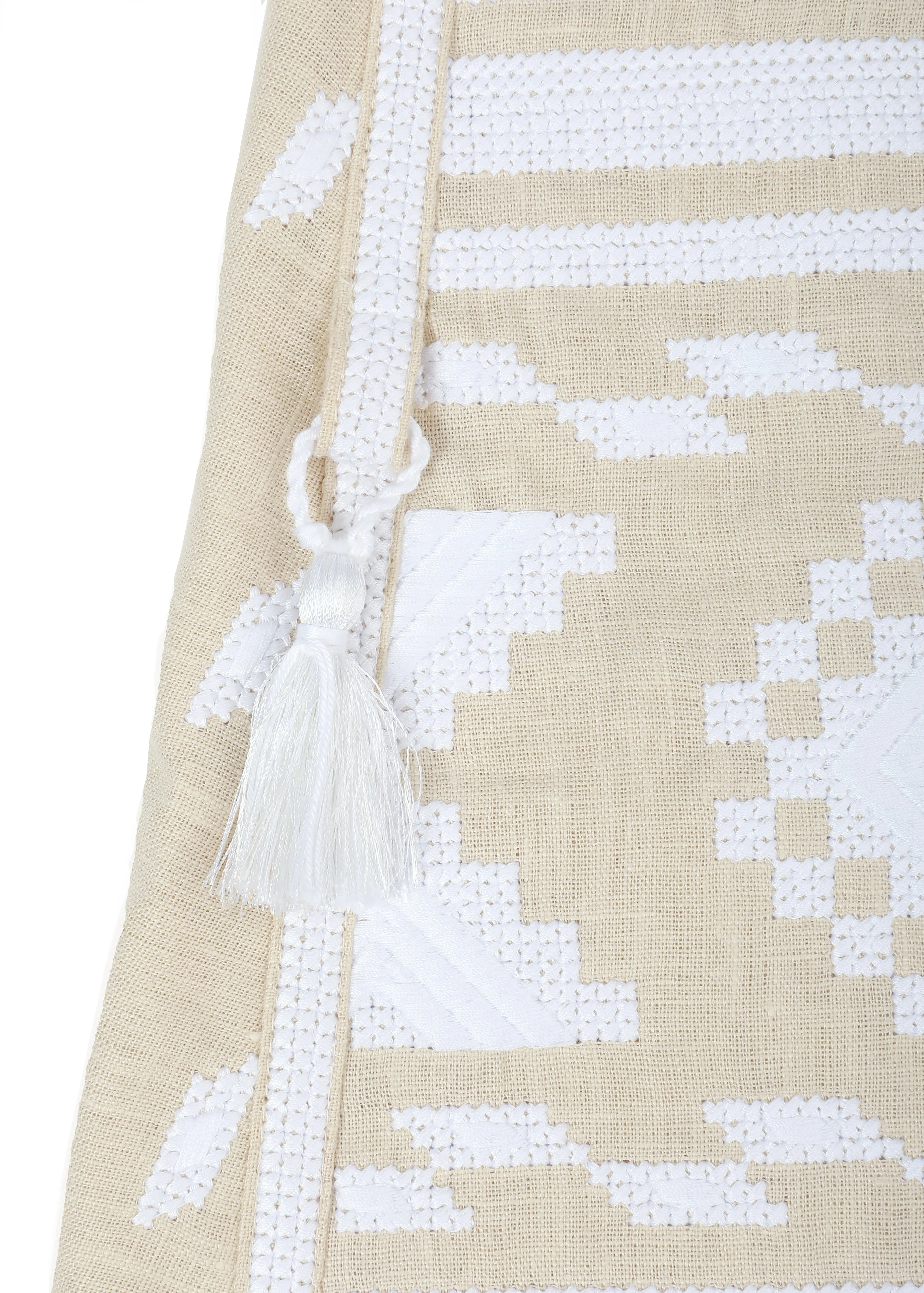 Frances Embroidered Ukrainian Skirt - Wheat, White