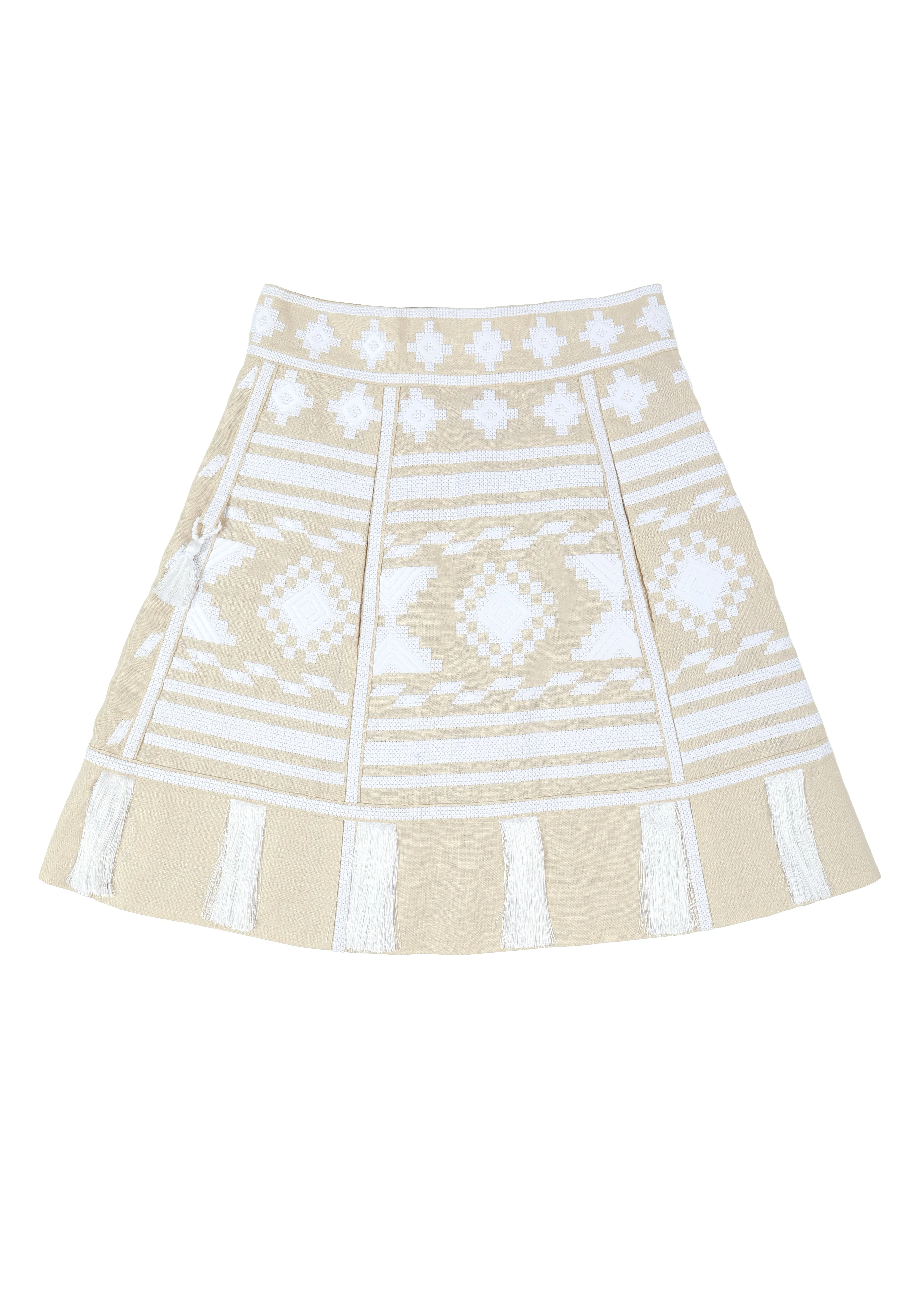 Frances Embroidered Ukrainian Skirt - Wheat, White